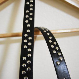 Thin Black Silver Studded Belt